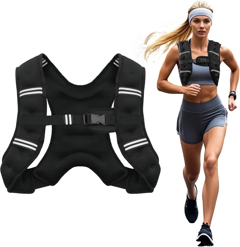 Poudee Weighted Vest, 6lb/8lb/10lb/12lb/16lb/20lb/25lb/30lb Weight Vest for Men Women, Body Weight Vests Adjustable with Reflective Stripe for Strength Training, Running, Workout, Jogging, Walking - Image 1